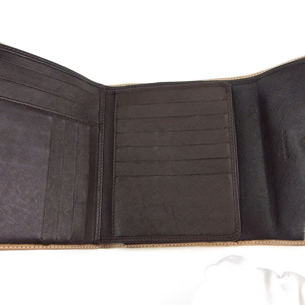 CELINE tri-fold wallet macadam beige PVC �~ leather Authentic  used - Picture 6 of 8